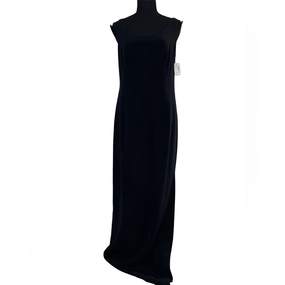 Victor Costa By Nahdree Black Long Dress (8) [Triacetate, Polyester, Acetate]